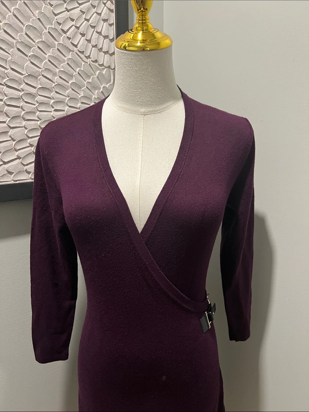Calvin Klein Plum Wrap-Style Midi Dress